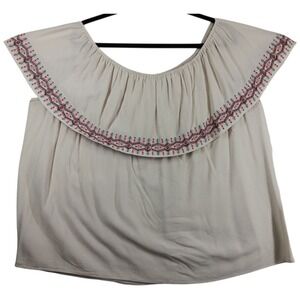 Torrid Women's Plus Size 2 Blouse Embroidered Aztec Off Shoulder Sleeveless Crea